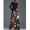 Long Sleeves Asymmetric Floral Round-Neck Maxi Dresses