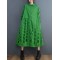 Asymmetric Hollow Polka-Dot Solid Color A-Line Long Sleeves Lapel Midi Dresses