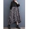 Drawstring Printed Split-Joint Zipper Long Sleeves Loose Midi Dresses