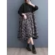 Drawstring Printed Split-Joint Zipper Long Sleeves Loose Midi Dresses Drawstring Printed Split-Joint Zipper Long Sleeves Loose Midi Dresses