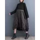Drawstring Printed Split-Joint Zipper Long Sleeves Loose Midi Dresses Drawstring Printed Split-Joint Zipper Long Sleeves Loose Midi Dresses