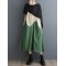Contrast Color A-Line Long Sleeves Round-Neck Midi Dresses