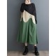 Contrast Color A-Line Long Sleeves Round-Neck Midi Dresses Contrast Color A-Line Long Sleeves Round-Neck Midi Dresses