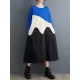 Contrast Color A-Line Long Sleeves Round-Neck Midi Dresses Contrast Color A-Line Long Sleeves Round-Neck Midi Dresses