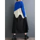 Contrast Color A-Line Long Sleeves Round-Neck Midi Dresses Contrast Color A-Line Long Sleeves Round-Neck Midi Dresses