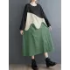 Contrast Color A-Line Long Sleeves Round-Neck Midi Dresses Contrast Color A-Line Long Sleeves Round-Neck Midi Dresses