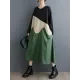Contrast Color A-Line Long Sleeves Round-Neck Midi Dresses Contrast Color A-Line Long Sleeves Round-Neck Midi Dresses