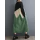 Contrast Color A-Line Long Sleeves Round-Neck Midi Dresses Contrast Color A-Line Long Sleeves Round-Neck Midi Dresses