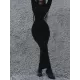 Contrast Color Long Sleeves Skinny Round-Neck Maxi Dresses Contrast Color Long Sleeves Skinny Round-Neck Maxi Dresses