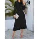 Asymmetric Bowknot Elasticity Solid Color A-Line Long Sleeves Round-Neck Midi Dresses Asymmetric Bowknot Elasticity Solid Color A-Line Long Sleeves Round-Neck Midi Dresses
