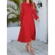 Asymmetric Bowknot Elasticity Solid Color A-Line Long Sleeves Round-Neck Midi Dresses Asymmetric Bowknot Elasticity Solid Color A-Line Long Sleeves Round-Neck Midi Dresses