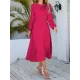 Asymmetric Bowknot Elasticity Solid Color A-Line Long Sleeves Round-Neck Midi Dresses Asymmetric Bowknot Elasticity Solid Color A-Line Long Sleeves Round-Neck Midi Dresses