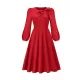 Asymmetric Bowknot Elasticity Solid Color A-Line Long Sleeves Round-Neck Midi Dresses Asymmetric Bowknot Elasticity Solid Color A-Line Long Sleeves Round-Neck Midi Dresses