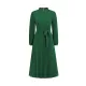 Hollow Pleated Solid Color Tied Waist Bishop Sleeve High Waisted Mock Neck Midi Dresses Hollow Pleated Solid Color Tied Waist Bishop Sleeve High Waisted Mock Neck Midi Dresses