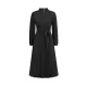 Hollow Pleated Solid Color Tied Waist Bishop Sleeve High Waisted Mock Neck Midi Dresses Hollow Pleated Solid Color Tied Waist Bishop Sleeve High Waisted Mock Neck Midi Dresses