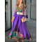 Long Sleeves Loose Leopard V-Neck Maxi Dresses