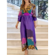 Long Sleeves Loose Leopard V-Neck Maxi Dresses Long Sleeves Loose Leopard V-Neck Maxi Dresses
