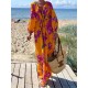 Flower Print Pockets Tied Waist A-Line Long Sleeves V-Neck Maxi Dresses Flower Print Pockets Tied Waist A-Line Long Sleeves V-Neck Maxi Dresses