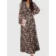 Flower Print Pleated Ruffled High Waisted Long Sleeves V-Neck Maxi Dresses Flower Print Pleated Ruffled High Waisted Long Sleeves V-Neck Maxi Dresses