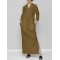 Solid Color Split-Joint Long Sleeves Loose V-Neck Maxi Dresses
