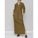 Solid Color Split-Joint Long Sleeves Loose V-Neck Maxi Dresses Solid Color Split-Joint Long Sleeves Loose V-Neck Maxi Dresses