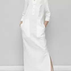 Solid Color Split-Joint Long Sleeves Loose V-Neck Maxi Dresses