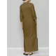 Solid Color Split-Joint Long Sleeves Loose V-Neck Maxi Dresses Solid Color Split-Joint Long Sleeves Loose V-Neck Maxi Dresses