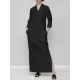 Solid Color Split-Joint Long Sleeves Loose V-Neck Maxi Dresses Solid Color Split-Joint Long Sleeves Loose V-Neck Maxi Dresses