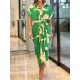 Buttoned Flower Print Tied Waist High Waisted Short Sleeves Lapel Shirt Dress Maxi Dresses Buttoned Flower Print Tied Waist High Waisted Short Sleeves Lapel Shirt Dress Maxi Dresses