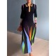 Long Sleeves Skinny Buttoned Printed Lapel Maxi Dresses Long Sleeves Skinny Buttoned Printed Lapel Maxi Dresses