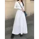 Pleated Solid Color Split-Joint Zipper High Waisted Long Sleeves V-Neck Midi Dresses Pleated Solid Color Split-Joint Zipper High Waisted Long Sleeves V-Neck Midi Dresses