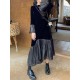 Pleated Split-Joint Flared Sleeves High Waisted Round-Neck Midi Dresses Pleated Split-Joint Flared Sleeves High Waisted Round-Neck Midi Dresses