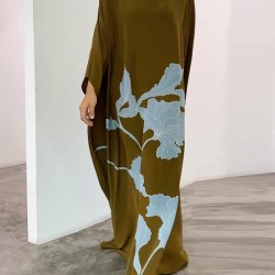 Printed Loose Round-neck Maxi Dresses