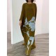 Printed Loose Round-neck Maxi Dresses Printed Loose Round-neck Maxi Dresses