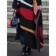 Batwing Sleeves Loose Contrast Color Printed Split-Joint High Neck Maxi Dresses Batwing Sleeves Loose Contrast Color Printed Split-Joint High Neck Maxi Dresses
