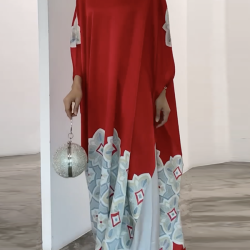 Printed Loose Round-neck Maxi Dresses