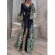 Mesh Split-front Flared Sleeves V-neck Maxi Dresses Evening Dresses Mesh Split-front Flared Sleeves V-neck Maxi Dresses Evening Dresses