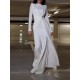 Bowknot Solid Color Bodycon Long Sleeves Round-Neck Maxi Dresses Bowknot Solid Color Bodycon Long Sleeves Round-Neck Maxi Dresses