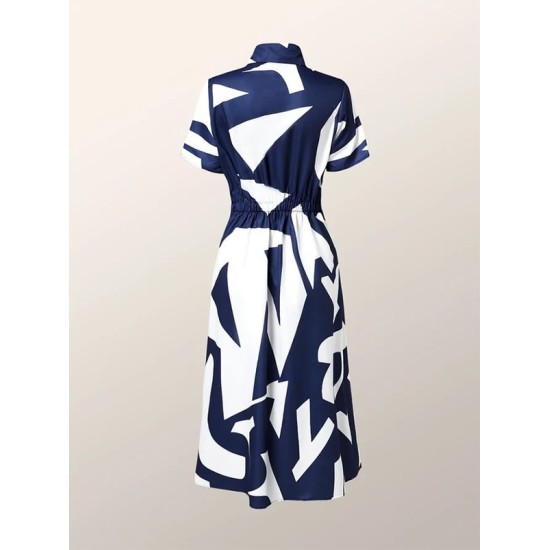 Short Sleeves Printed Lapel Maxi Dresses Short Sleeves Printed Lapel Maxi Dresses