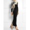 Bodycon Long Sleeves Floral Printed Boat Neck Maxi Dresses