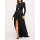 Long Sleeves Backless No Body Chain Pleated Solid Color Tied Waist Maxi Dresses Long Sleeves Backless No Body Chain Pleated Solid Color Tied Waist Maxi Dresses