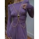 Long Sleeves Backless No Body Chain Pleated Solid Color Tied Waist Maxi Dresses Long Sleeves Backless No Body Chain Pleated Solid Color Tied Waist Maxi Dresses