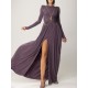 Long Sleeves Backless No Body Chain Pleated Solid Color Tied Waist Maxi Dresses Long Sleeves Backless No Body Chain Pleated Solid Color Tied Waist Maxi Dresses
