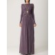 Long Sleeves Backless No Body Chain Pleated Solid Color Tied Waist Maxi Dresses Long Sleeves Backless No Body Chain Pleated Solid Color Tied Waist Maxi Dresses