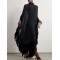 Batwing Sleeves Loose See-Through Solid Color Tasseled Mock Neck Maxi Dresses