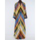 Long Sleeves Loose Contrast Color Split-Side V-Neck Maxi Dresses Long Sleeves Loose Contrast Color Split-Side V-Neck Maxi Dresses