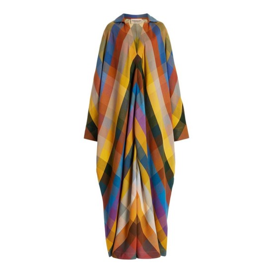 Long Sleeves Loose Contrast Color Split-Side V-Neck Maxi Dresses Long Sleeves Loose Contrast Color Split-Side V-Neck Maxi Dresses