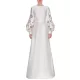 Hollow Solid Color A-Line Long Sleeves Round-Neck Maxi Dresses Hollow Solid Color A-Line Long Sleeves Round-Neck Maxi Dresses