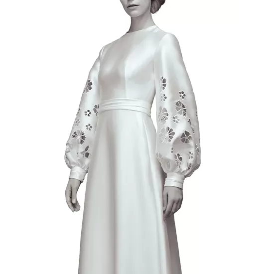 Hollow Solid Color A-Line Long Sleeves Round-Neck Maxi Dresses Hollow Solid Color A-Line Long Sleeves Round-Neck Maxi Dresses