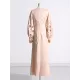 Hollow Solid Color A-Line Long Sleeves Round-Neck Maxi Dresses Hollow Solid Color A-Line Long Sleeves Round-Neck Maxi Dresses